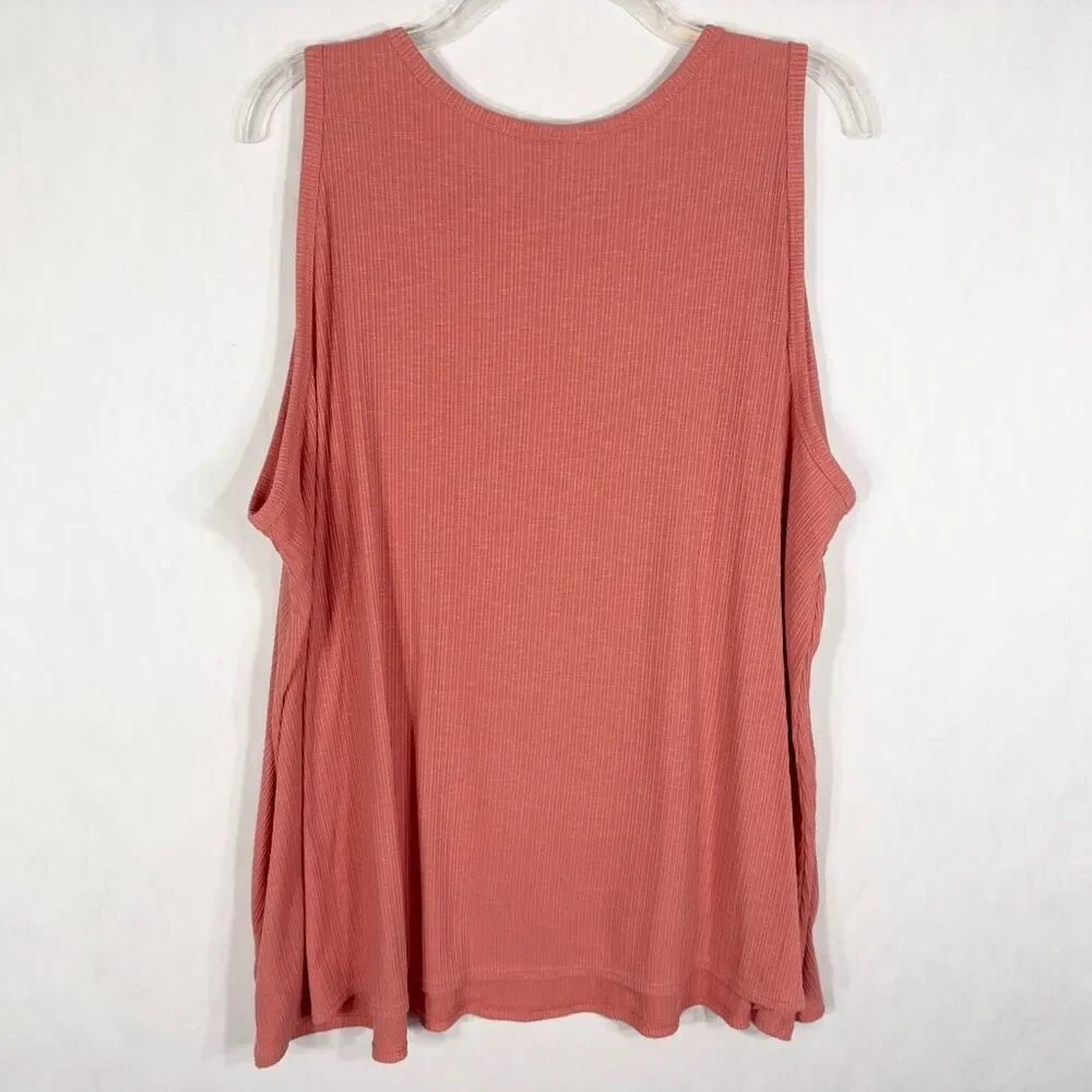 Old Navy Plus Size 3X Tank Top Sleeveless Luxe Pink Ribbed Stretched Crew 739 - Picture 2 of 8